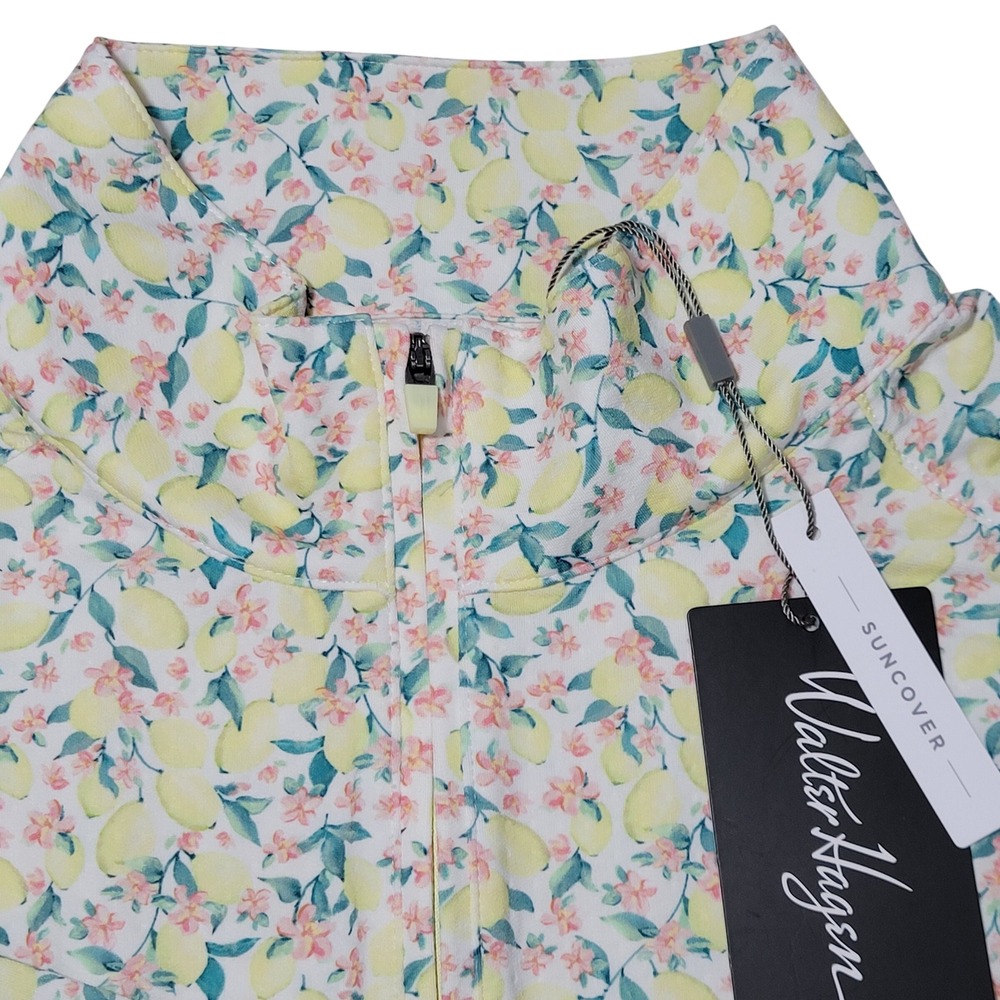 1/4 Zip Golf Suncover Shirt Womens Large Lemon Long Sleeve UPF 50 Athleisure NEW - Picture 2 of 14